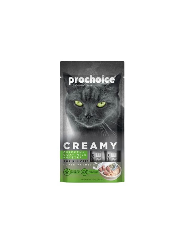 Prochoice Creamy Keçi Sütü, Tavuklu ve İstiridyeli Krema Kedi Ödül Maması 4 x 15 gr