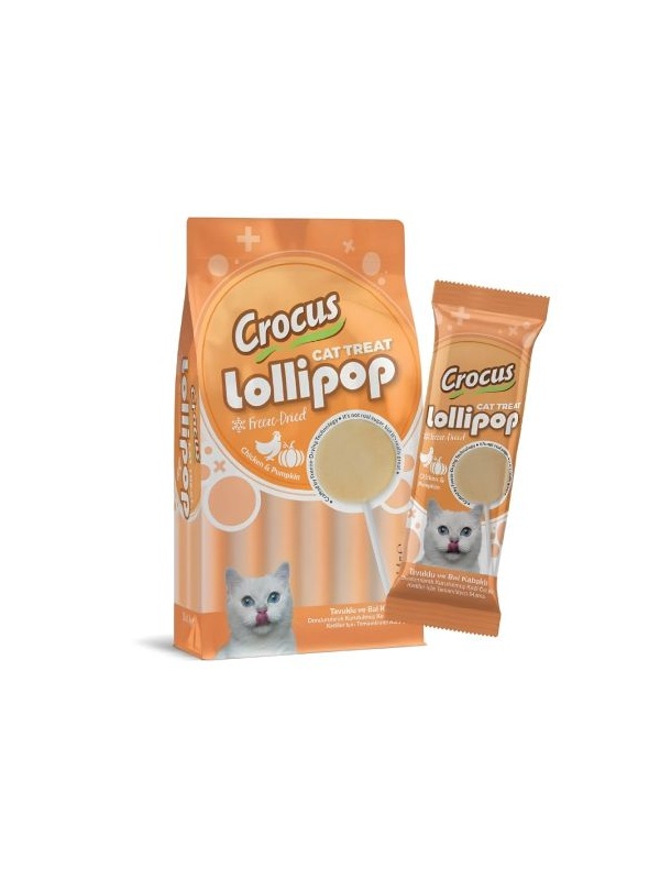 Crocus Tavuklu ve Bal Kabaklı Lolipop Kedi Ödül Maması 10x1,4 gr