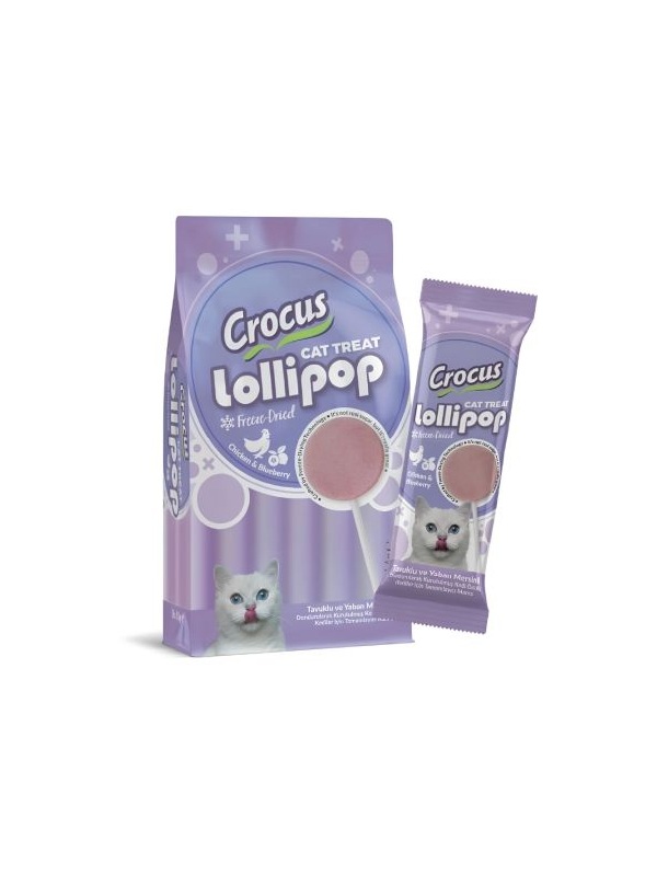 Crocus Tavuklu ve Yaban Mersinli Lolipop Kedi Ödül Maması 10x1,4 gr