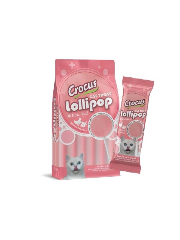 Crocus Tavuklu ve Kızılcıklı Lolipop Kedi Ödül Maması 10x1,4 gr
