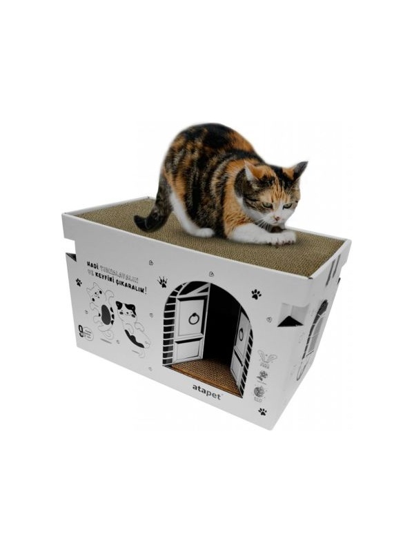 Petpal Karton Kedi Tırmalama ve Dinlenme Evi 46x20x26 cm