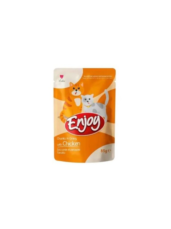 Enjoy Pouch Sos İçinde Et Parçacıklı Tavuklu Yetişkin Kedi Konservesi 85 Gr