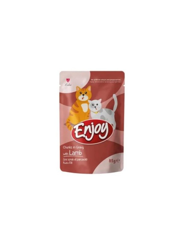 Enjoy Pouch Sos İçinde Et Parçacıklı Kuzu Etli Yetişkin Kedi Konservesi 85 Gr