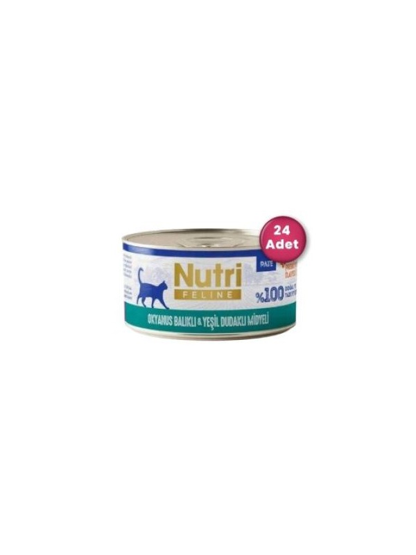 Nutri Feline Okyanus Balıklı ve Yeşil Dudaklı Midyeli Tahılsız Yetişkin Kedi Konservesi 70 gr X 24 Adet
