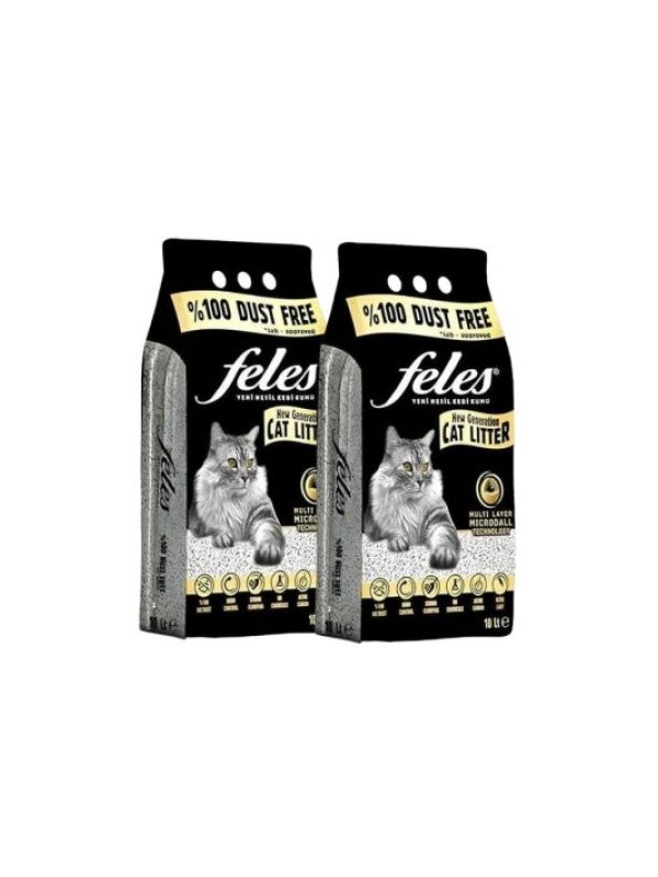 Feles Aktif Karbonlu Tozsuz Topaklanan Kedi Kumu 10 lt X 2 Adet