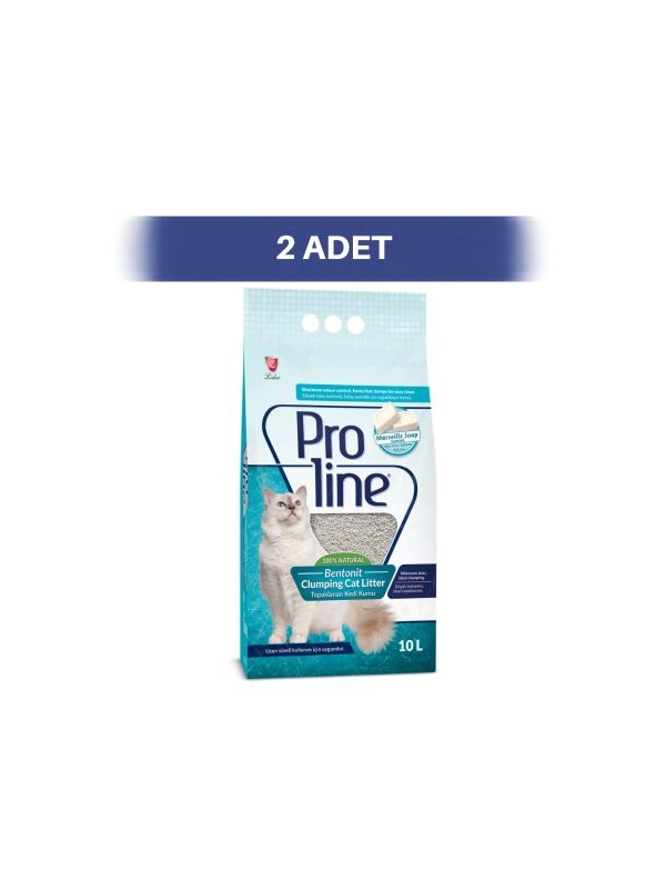 Proline Marsilya Sabunu Kokulu Topaklanan Bentonit Kedi Kumu 2 x 10 lt
