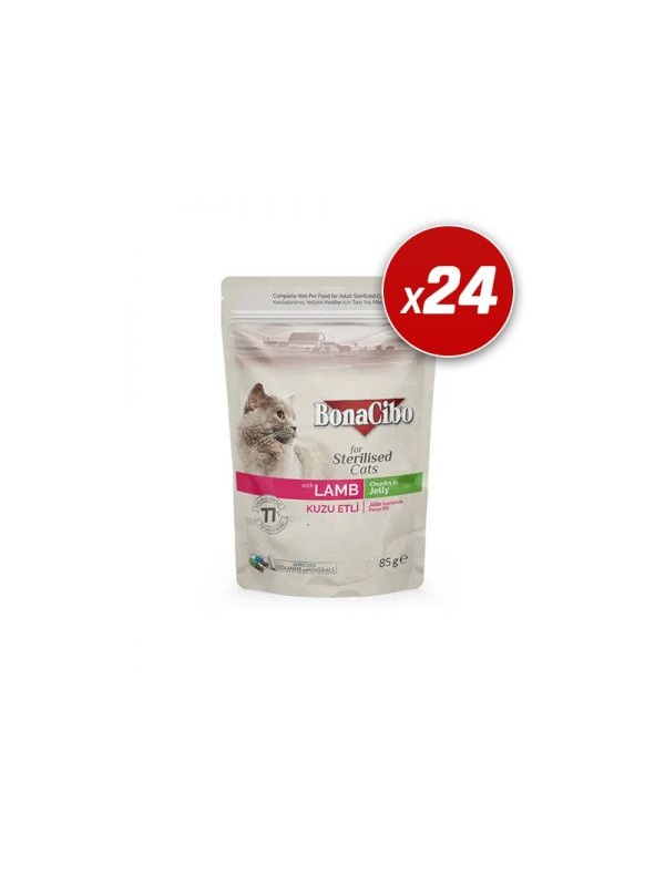 Jöleli Kuzu Etli Pouch Kısırlaştırılmış Yetişkin Kedi Yaş Maması  - 24 Adet