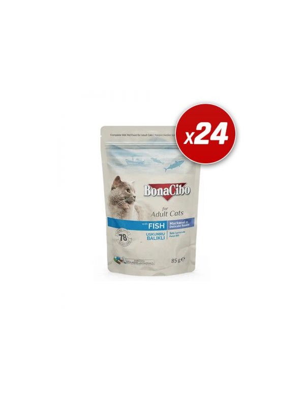 Soslu Uskumru-Balıklı Pouch Yetişkin Kedi Yaş Maması 85 Gr - 24 Adet