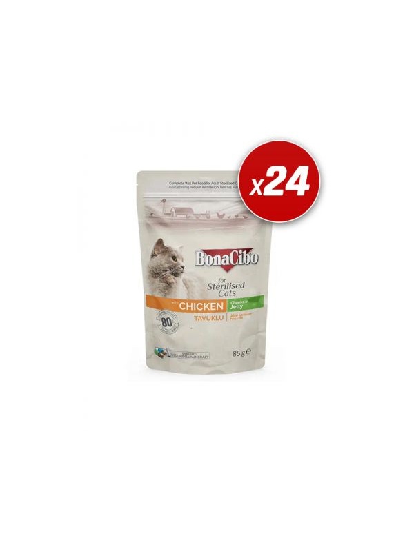 Jöleli Tavuklu Pouch Kısırlaştırılmış Yetişkin Kedi Yaş Maması - 24 Adet