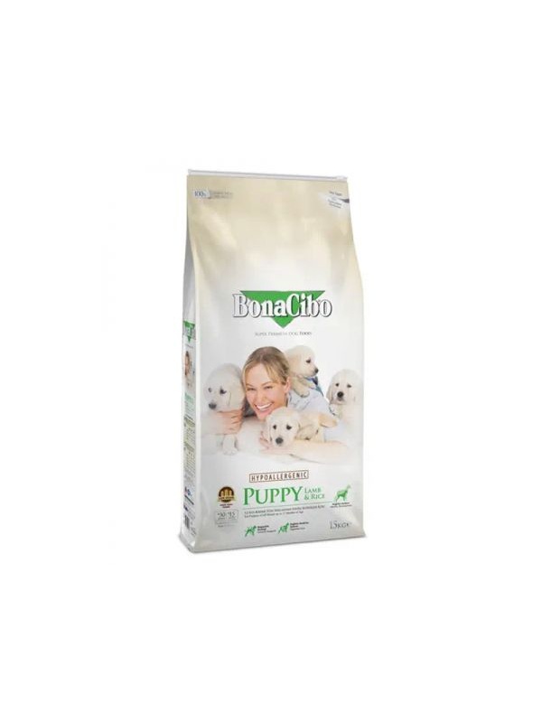 BonaCibo Puppy Lamb & Rice Kuzu Etli ve Pirinçli Yavru Köpek Maması - 15 kg