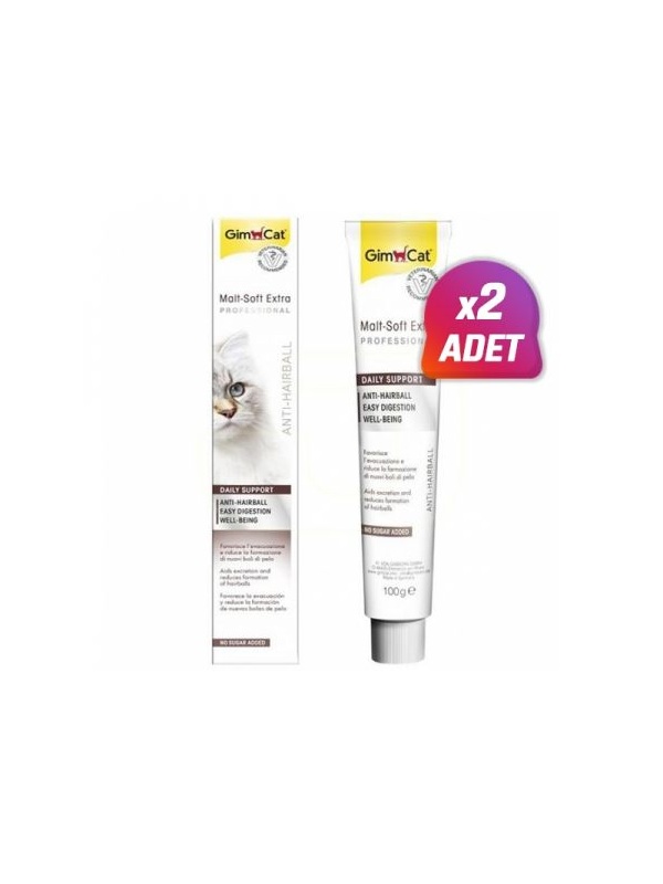 2 Adet - Gimcat Malt Soft Extra Tüy Yumağı Önleyici Kedi Macunu 100 Gr