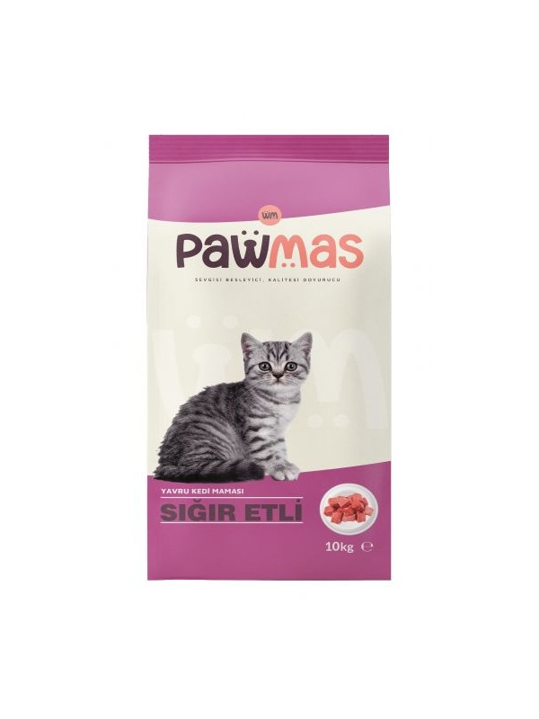 Pawmas Sığır Etli Yavru Kedi Maması 10 Kg