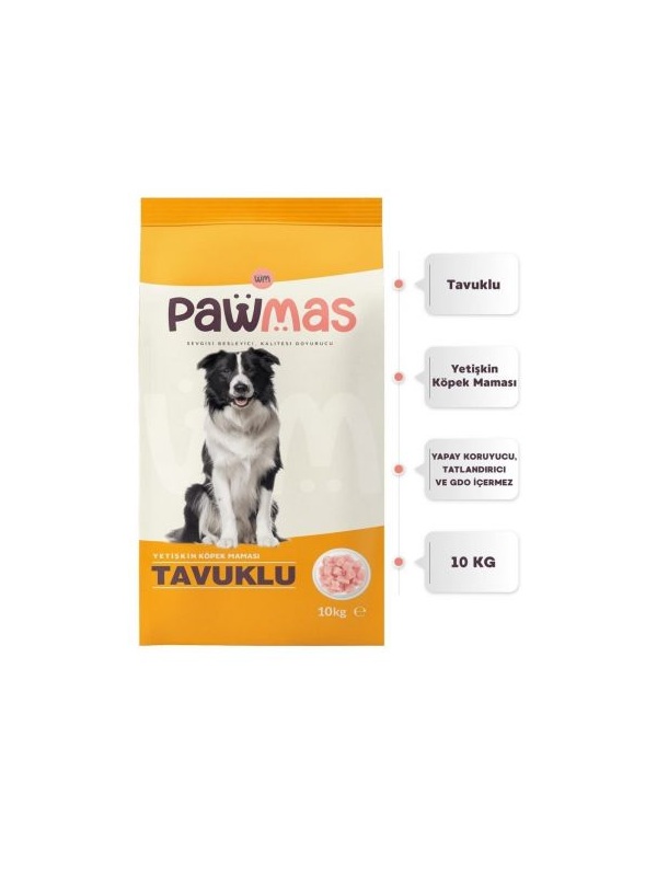 Pawmas Tavuklu Yetişkin Köpek Maması 10 Kg