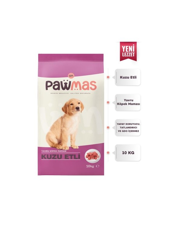 Pawmas Kuzu Etli Yavru Köpek Maması 10 Kg