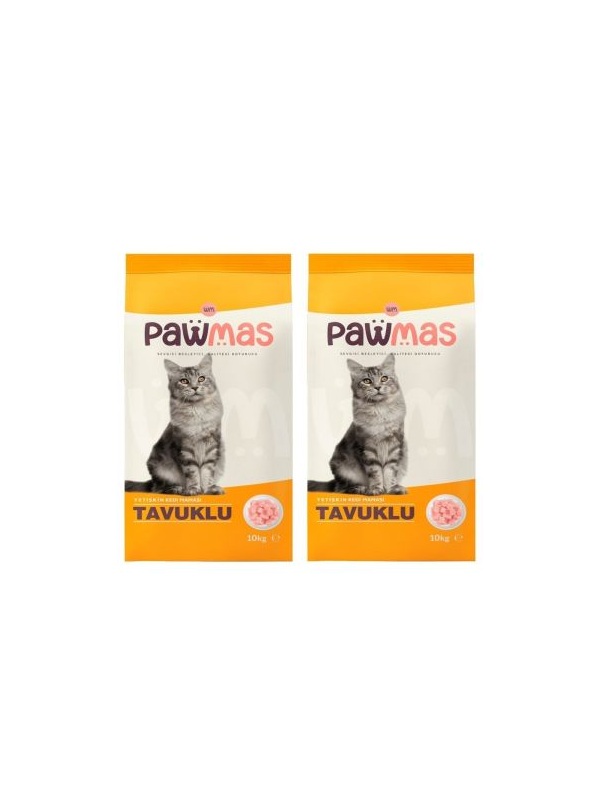 Pawmas Tavuklu Yetişkin Kedi Maması 10 Kg x 2 Adet