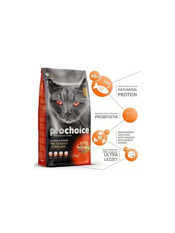Prochoice Pro 33 Kısırlaştırılmış Somonlu Ve Karidesli Kedi Maması 15 KG